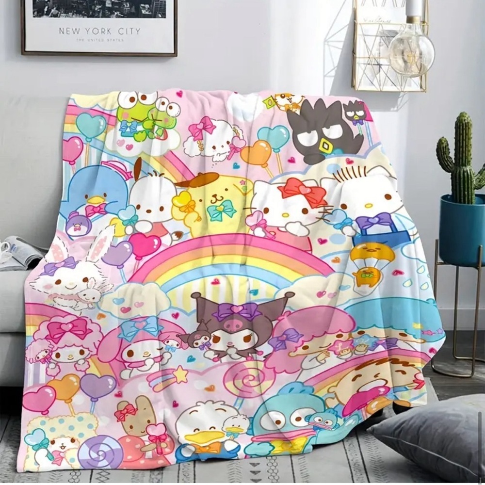 Sanrio Hello Kitty and Friends Rainbow Throw Blanket